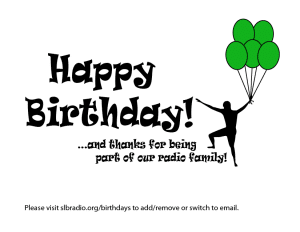 Happy Birthday man with green balloons